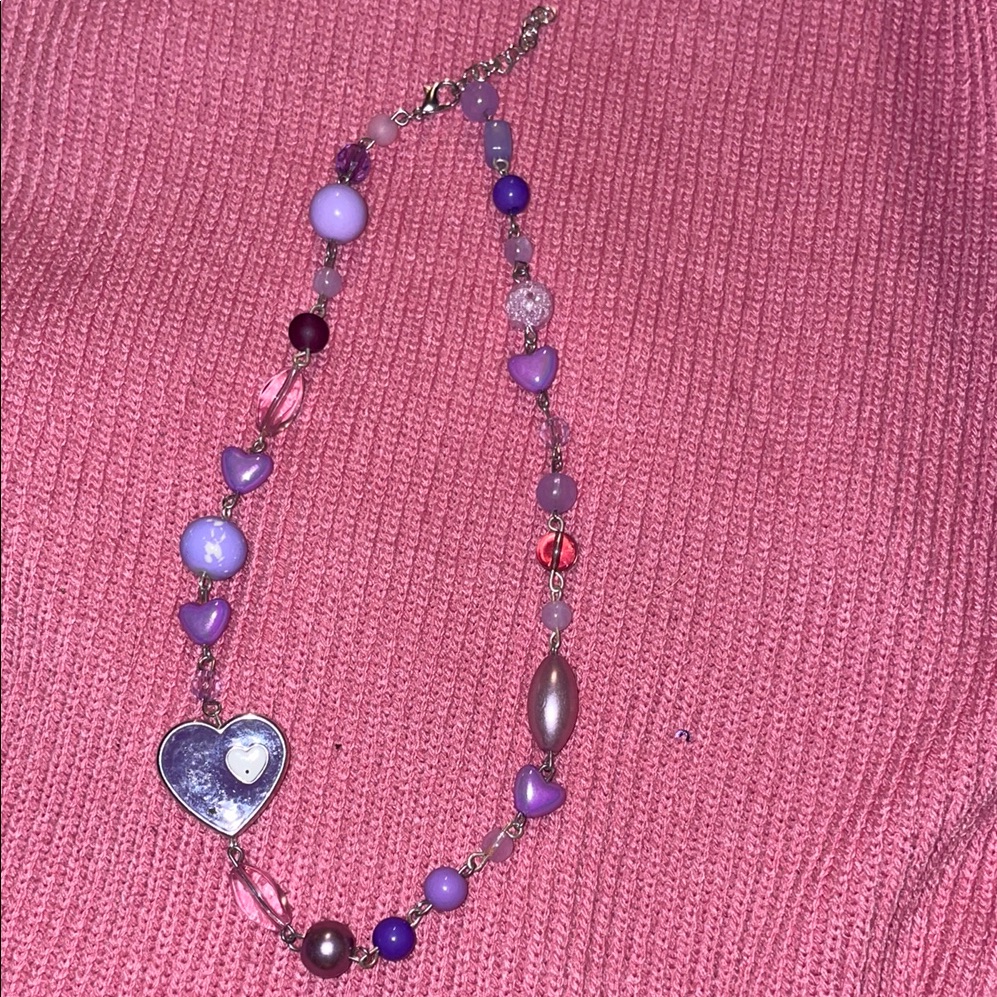 Purple And Pink Beaded Necklace